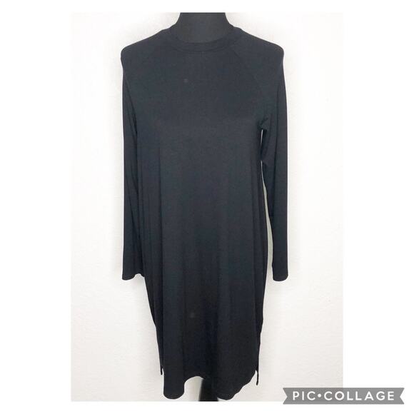 Eileen Fisher black long sleeve side slit hem tunic dress size Extra Small XS - Picture 1 of 11